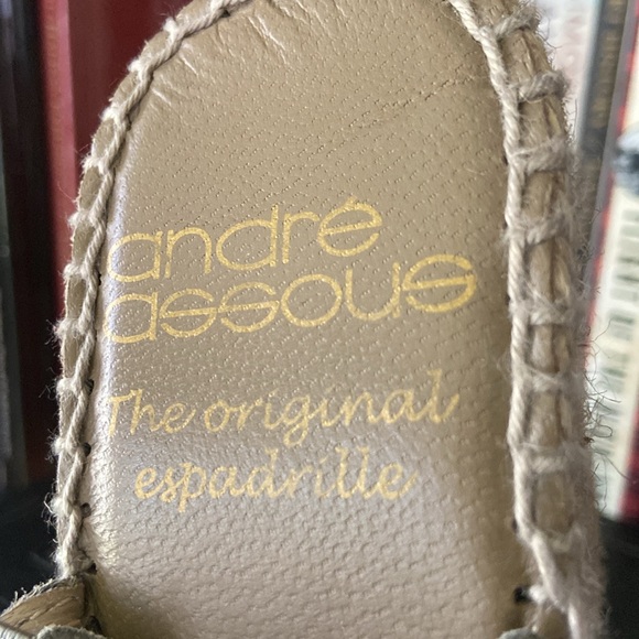 NWOB André Assous Reese Pewter Leather Espadrille Wedge Sandal Women's Size 6 - Picture 2 of 12